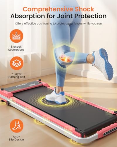 Image of ANCHEER Walking Pad with Incline - Under Desk Treadmill with Handle Bar