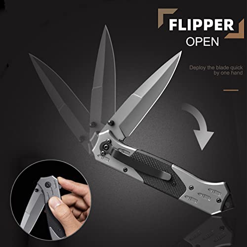 Vifunco Folding Pocket Knife For Men, Tactical Knife With Clip, Liner Lock, Glass Breaker For Emergency, Sharp Edc Pocket Knives For Outdoor Survival Camping Hunting Hiking, Gifts For Dad Him Husband #TOP5