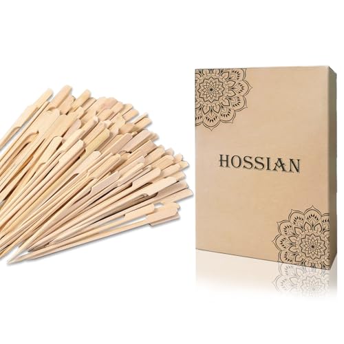 HOSSIAN 3.54 inch Bamboo Paddle Picks Skewers Toothpicks-Skewers-sticks grilling -Carmel Apple Bar-chocolate fountain for Appetiser,BBQ,Crafting and Party (3.54inch 200pcs)