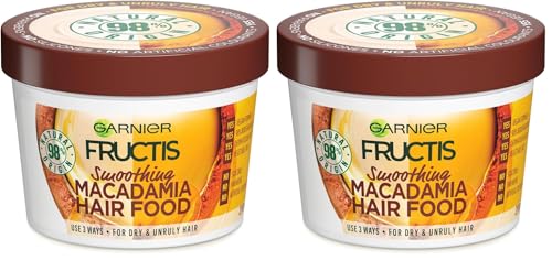 Garnier Fructis, 3-in-1 Hair Mask, Smoothing & Hydrating, Hair Food Macadamia, 390ml (Pack of 2)