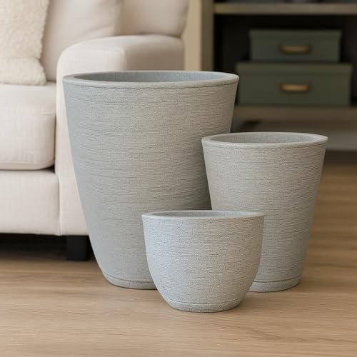 Conjunto de 3 Vasos de Polietileno Grafite Luxuoso (Pedra Branca)