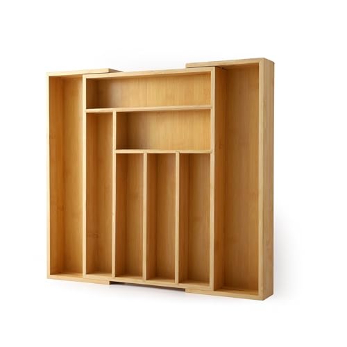 Bamboo Expandable Drawer Organizer for Utensils Holder, Wood Drawer Dividers for Silverware...
