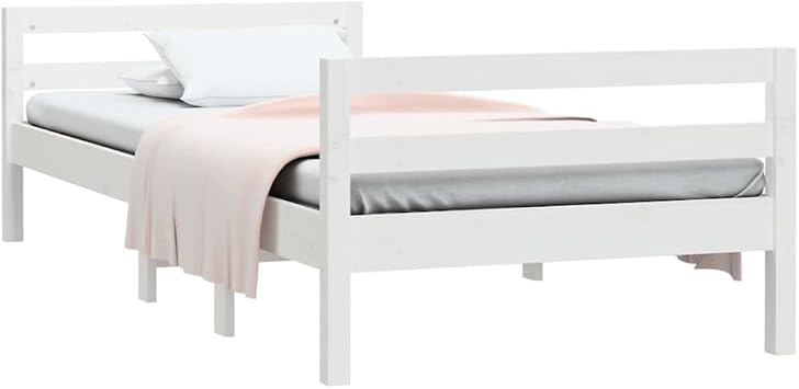vidaXL Bed Frame without Mattress White 90x190 cm Single Solid Wood Pine