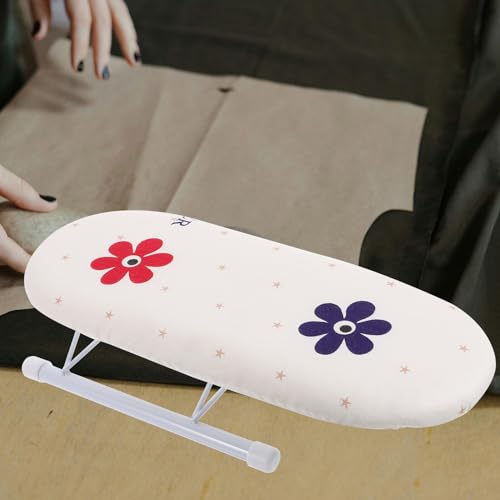 OFFIGAM ミニ折りたたみ式衣類アイロン台 軽量スチール製 安定構造 花柄ランダム ポータブル袖口襟用 家用 携帯用
