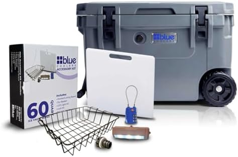 Blue Coolers 60 Quart Gray Wheeled Cooler with Accessory KIT Bundle image 2