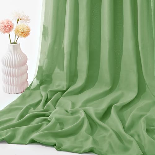 VACVELT Sage Green Chiffon Fabric by The Yard, 60 Inch Wide Chiffon Sheer Fabric Bolt Wedding Draping Fabric, Soft Chiffon Fabric for Wedding Arch Draping Backdrop, Party Decor (Pre-Cut, 10 Yards) by VACVELT - Image 7