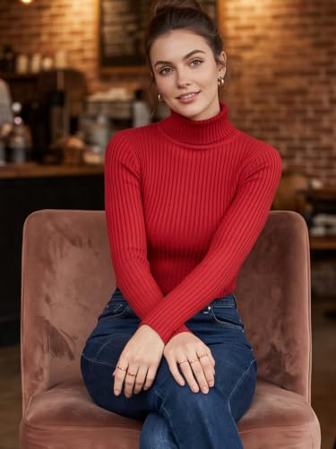 Image of MixMatchy Women's Cropped Ribbed Turtleneck Sweater