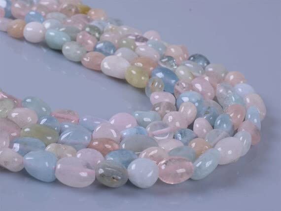 Perles de morganite beryl aquamarine en copeaux 5-6mm LKBEADS 0944 pour fils de bijoux 16"
