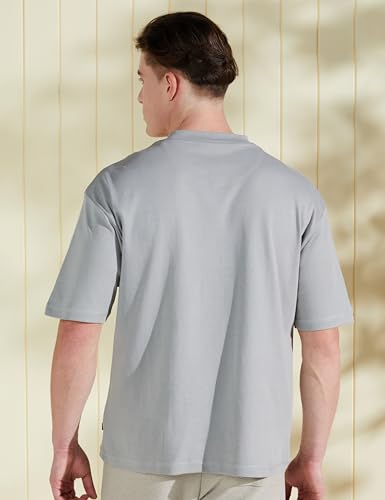 Image of Amazon Brand - Symbol Men's Solid Cotton Oversized Round Neck Tshirt | Half Sleeve | Plain (Available in Plus Sizes)