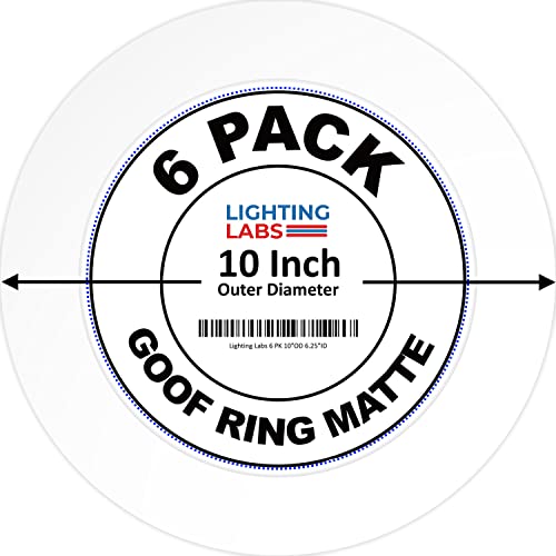 Lighting Labs 6 Pack Matte White Goof Trim Ring for Recessed Can Lighting Down Light, Outer Diameter 10 Inches, Inner Diameter 6.2 Inches