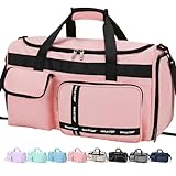 MAXTOP Gym Bag for Women Travel Duffle Carry On Tote Weekender Bag Large Capacity Pink Overnight Bag with Shoe Compartment Gym Tote with Dry and Wet Separation