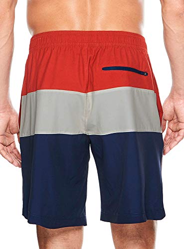 Reebok Men's Swimwear 9" Tab Volley Blockhead Upf 50+ Athletic Swim Shorts Bathing Suit Trunks, Primal Red, Small #TOP5