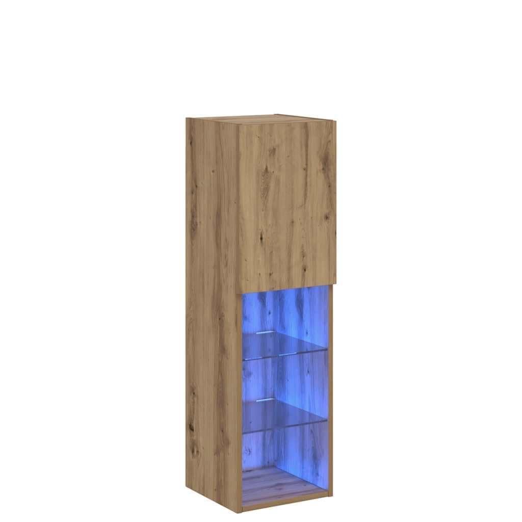 Szafka pod telewizor z lampkami LED dąb, rękodzieło, 30,5 x 30 x