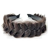 TOECWEGR Braided Headband WithTooth Wide Braid Messy Hair Hoop WomenFashion Hair Accessories (Light brownish red)