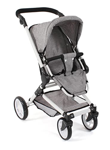 Bayer Chic 2000 Puppenwagen Fides, 3in1 Puppenwagen-Set bestehend aus Babywanne, Sportsitz und Autositz, 61 x 44,5 x 85 cm, Jeans Grau