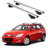 ERKUL Roof Rack Cross Bars for Hyundai Elantra Touring 2009-2012 | Aluminum Crossbars with Anti Theft Lock for Rooftop | Compatible with Raised Rails - Silver