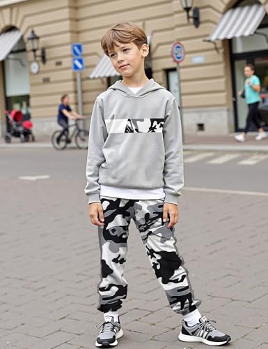 Image of Boys Clothes Boy Outfits 2-Piece Long Sleeve Hoodie and Camouflage Pants Boys Fall Winter Clothes for 6-16 Years