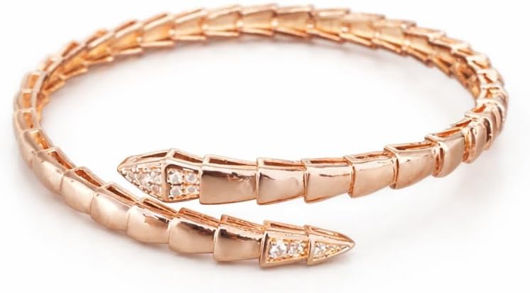 Luxury Snake Bracelet for Women, Gold-Plated Copper Bangle, Minimalist Round Design, Gold Arm Cuff Snake, Designer Inspired Serpenti Design, Premium Gift