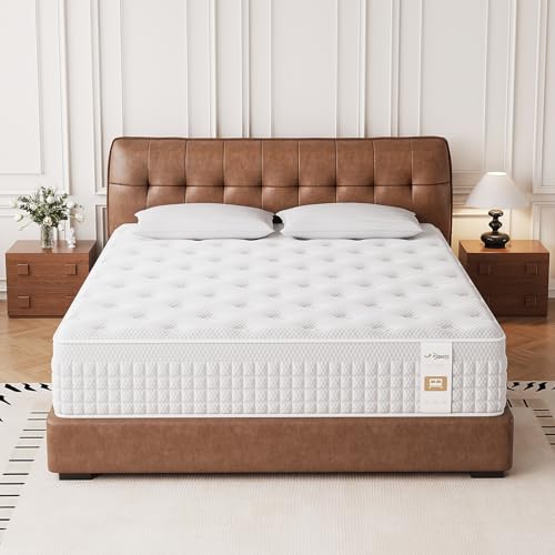 Hieptos Matelas 140x200 cm, Épaisseur 28cm, 9 Zones de Confort, Matelas à Ressorts EnsachéS et à MéMoire de Forme, Hybride Matelas,H3 H4 Moyenne Ferme,...