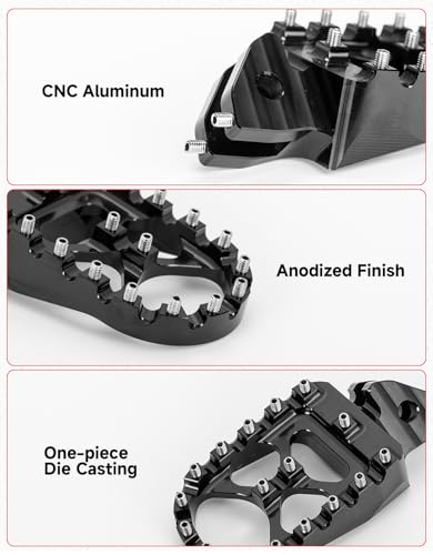 Image of KEMIMOTO Aluminum Dirt Bike Foot Pegs Adjustable Fit for Surron Light Bee | Anti-Slip Foot Rest Pedals, for Surron X and S E Ride Pro SS, Ebike CRF150F CRF230F 2003-2019 Black
