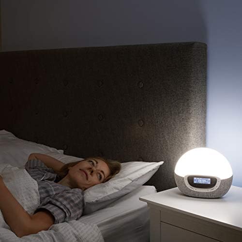Lumie Bodyclock Shine 300 - Wake-up Light Alarm Clock with Radio, 15 Sounds and Sleep Sunset, White