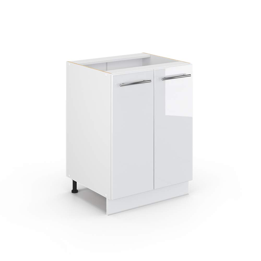 Vicco Kitchen base cabinet Fame-Line, White High Gloss, 60 cm without worktop, for combination with other modules from the Fame-Line series — image 1
