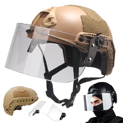 Casque Tactique Airsoft Paintball Fast Mich 2000 avec Lunettes à VisièRe, paour Cosplay CS Games Hunting (Fast T)