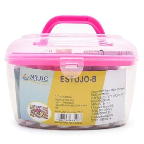 Kit de Costura Portátil com Estojo Transparente, Acessórios Coloridos