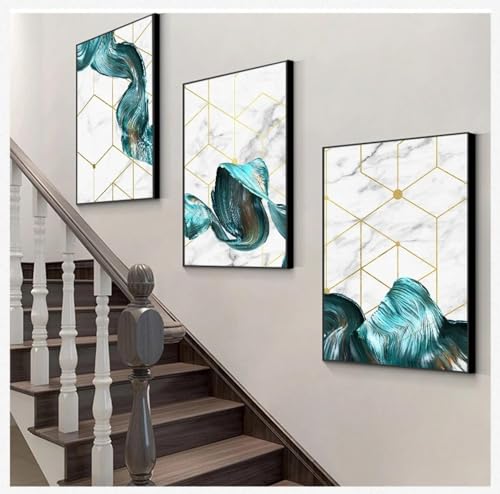 Peinture abstraite bleue sans cadre pour habiller et moderniser un grand mur