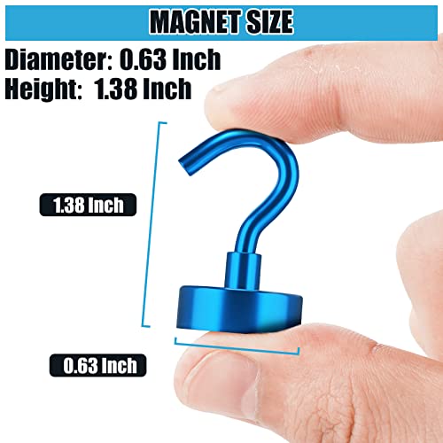 Findmag 6 Pack Blue Magnetic Hooks, 22Lbs Neodymium Magnet Hooks, Magnet With Hooks Strong Magnetic Hooks For Hanging, Refrigerator, Grill, Kitchen, Key Holder #TOP3