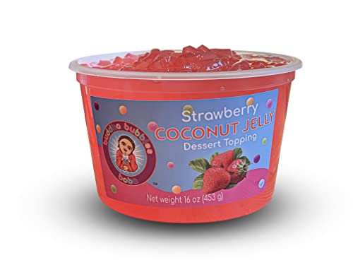 Premium Coconut Jelly Dessert Topping by Buddha Bubbles Boba (Strawberry Jelly)