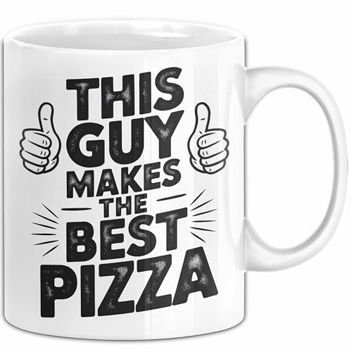Pizzab&auml;cker Tasse Geschenk Macht die beste Pizza Koch Spruch (Wei&szlig;)