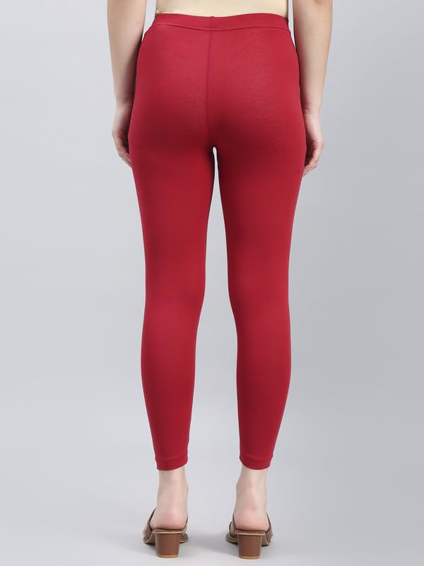 Image of GO COLORS Soft Cotton Stretch Cropped Leggings for Women | Breathable, Mid Rise