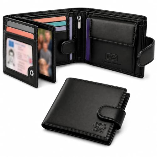 Image of Men’s Genuine Leather RFID Wallet |Coin Pocket| 8 Card Slots| Black