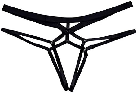 Taswuw Sexy Panties for Women Exotic Hollow Bandage Seamless Solid Cross Back Underwear G-String Thongs Black, Small