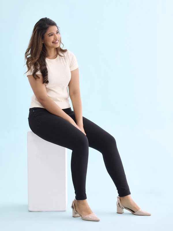 Image of GO COLORS Women Solid Super Stretch Warm Jeggings