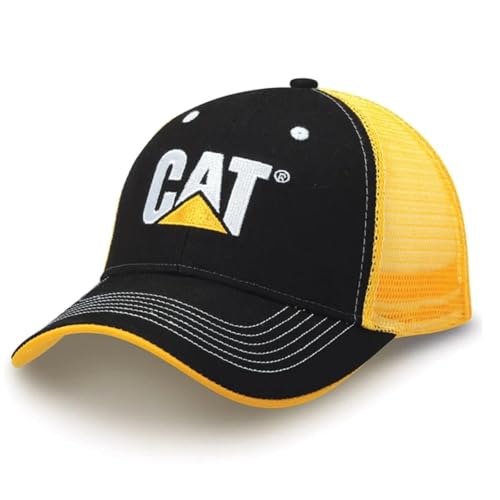 Caterpillar Equipment Black & Gold Mesh Trucker Cap/Hat