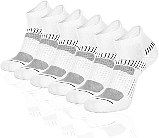 Cooplus Mens Ankle Socks Athletic Cushioned Breathable Low Cut Tab With Arch Support,White