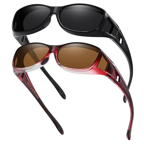 GEGURI Fit Over Glasses Sunglasses for Men Women Polarized, Classic Wrap Around Design Eyewear UV400 Protection