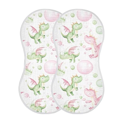 xigua Cute Bubbles and Dragons Baby Burp Cloths for Newborn Boys and Girls 2 Pack, Soft & Absorbent Cotton Baby Burp Cloth, Baby Washcloths, Newborn Towel, Burp Rags2