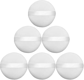 6pcs round Makeup Powder Puff Cotton Wool Sponge White | Gentle on Skin, Supple Feel, Portable Size, Practical for Pressed Powder and Daily Touch Ups