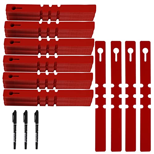 KINJOEK 1200 PCS Red Plant Labels Tags, Plastic Adjustable Wrap Around Hanging Garden Tree Tags Plant Loop Tag for Identifying Various Outdoor Nursery Plants Flowers, 2x20cm
