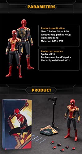 Ovonni 7 Inch No Way Home Spiderman Collectible Action Figure Exquisite Painting 20 Joints Movable Iron Spiderman Toy (1/10 Scale) #TOP6