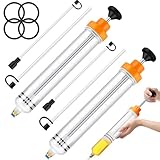 Lothee 2 Pack 500cc Automotive Fluid Extractor Pump Oil Extractor Hand Syringe Pump with Hose Manual Suction Vacuum Fuel Car Transfer for Power Steering, Hydraulic Fluid(Orange)