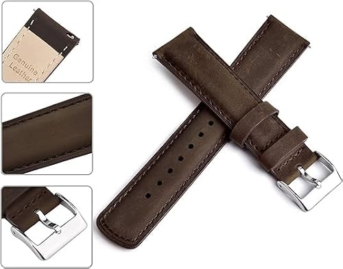 Ritche Quick Release Watch Bands Genuine Watch Straps for Men Women Top Grain Leather, Saddle Brown & Black, Father's Day gifts
