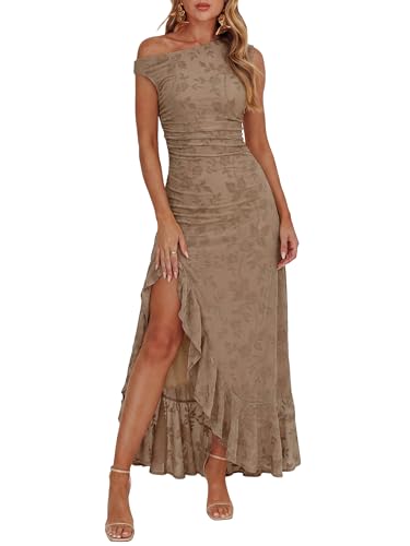 Caracilia Womens Wedding Guest Dresses Formal Off Shoulder Maxi Dress