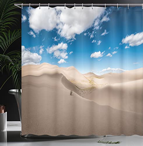 Lunarable Wilderness Shower Curtain, Panorama Of Desert Landscape With Sand Dunes National Park Colorado, Cloth Fabric Bathroom Decor Set With Hooks, 69" W X 70" L, Blue #TOP2