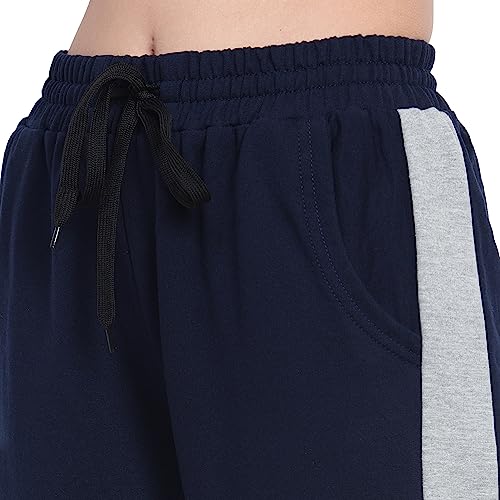 Image of BLUE STAR SHARK Women's Cotton Loopknit Track Pants | Comfortable Lounge Pants for Summer | Casual Pyjamas, Nightwear, Gym, Yoga, Sports, Running | Relaxed Fit Everyday Comfort