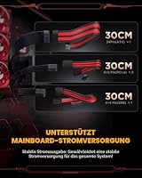 AsiaHorse PSU Kabelverlängerung, PC Sleeved Cable Kit für GPU/CPU, 16AWG Netzteil Cable Extensions mit Kabelkämmen, 24PIN/ (6+2) PIN/ (4+4) PIN Kabelmanagment, 30CM,Rot+Schwarz – Ansicht 3
