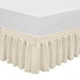 QSY Home Wrap Around Elastic Eyelet Bed Skirts 14 1/2 Inches Drop Dust Ruffle Three Fabric Sides Eas